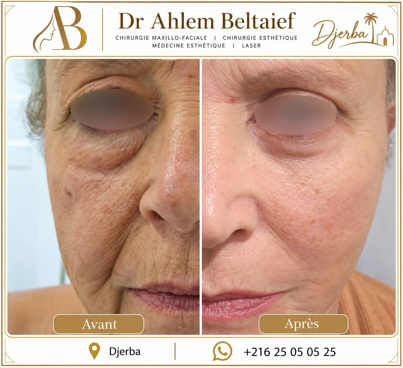 Avant / après lifting cervico-facial, cas 2