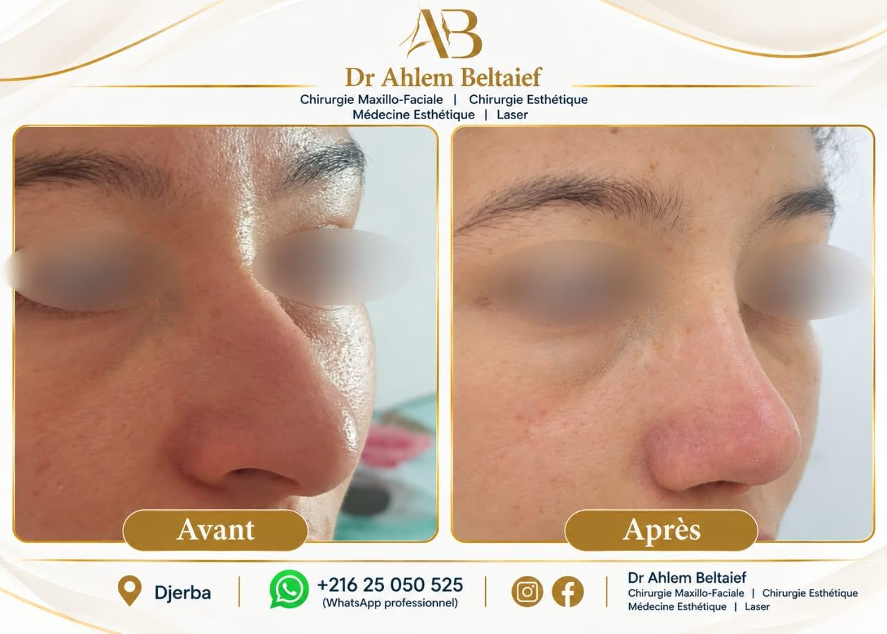 Avant / après rhinoplastie, vue de trois-quarts